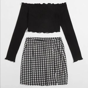 Black two piece skirt set